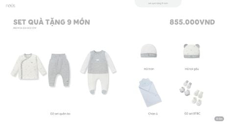  Set quà tặng 9 món màu ghi phối trắng 