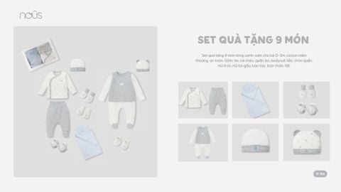  Set quà tặng 9 món màu ghi phối trắng 