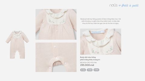  Body dài màu hồng phối trắng thêu trang trí 