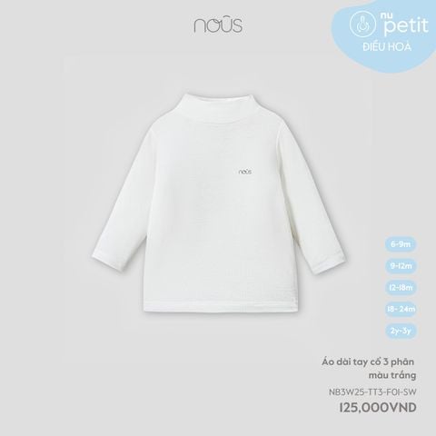  Áo dài tay cổ 3 phân màu trắng 