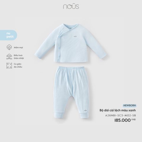  Bộ dài cài lệch màu xanh NB 