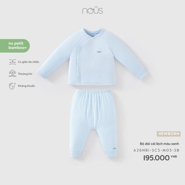  Bộ dài cài lệch màu xanh 