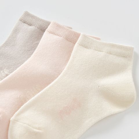  Set 3 đôi tất dệt lưới cổ trung màu xám be hồng 