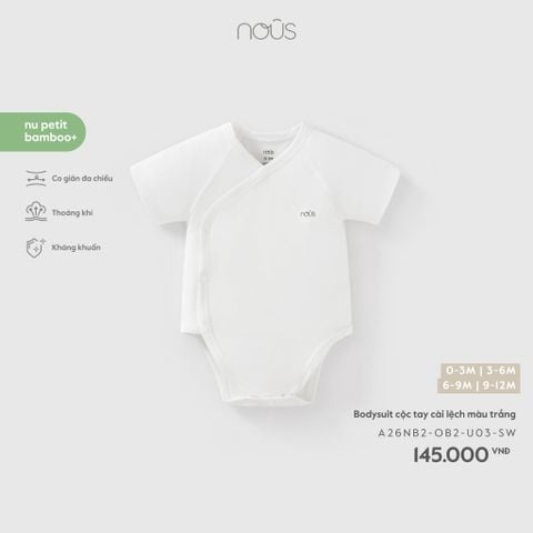  Bodysuit cộc tay cài lệch màu trắng 