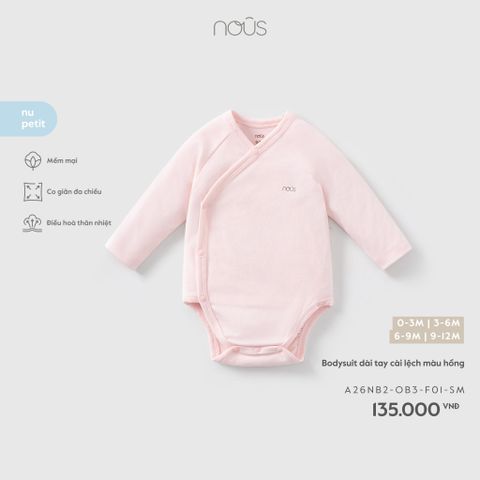  Bodysuit dài tay cài lệch màu hồng F01 