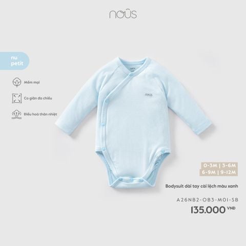  Bodysuit dài tay cài lệch màu xanh M01 
