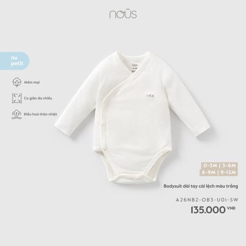  Bodysuit dài tay cài lệch màu trắng U01 