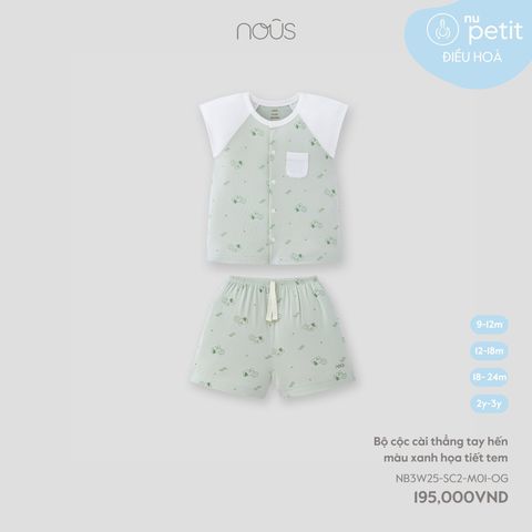  Bộ cộc cài thẳng tay hến màu xanh họa tiết tem 