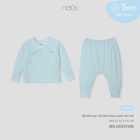  Bộ dài tay cài lệch màu xanh da trời 