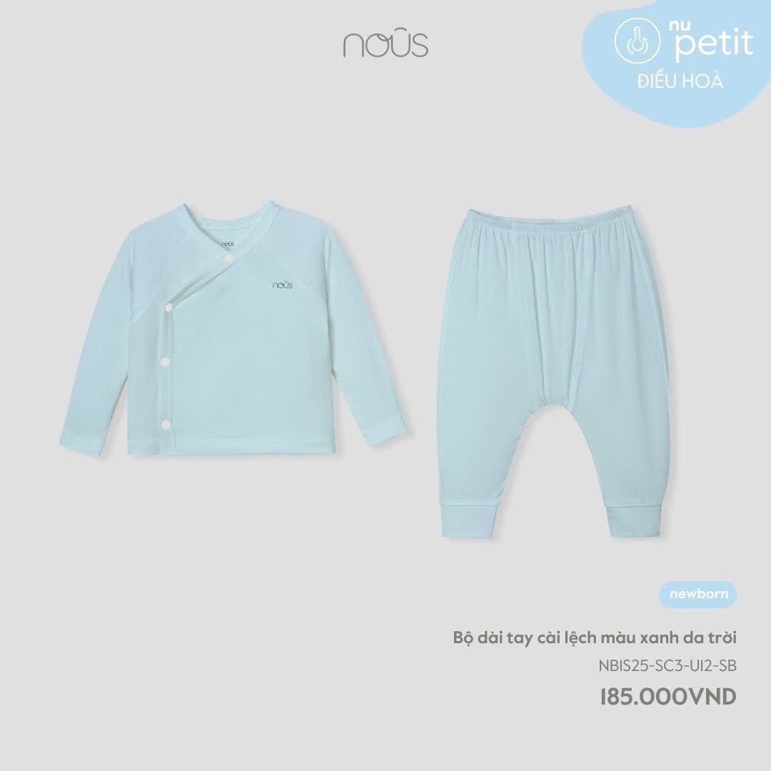  Bộ dài tay cài lệch màu xanh da trời 