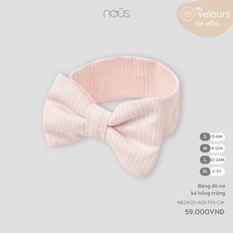  Băng đô nơ kẻ hồng trắng 