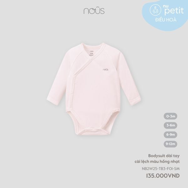  Bodysuit dài tay cài lệch màu HỒNG NHẠT 