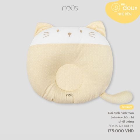  Gối định hình tròn tai mèo chấm bi phối trắng 
