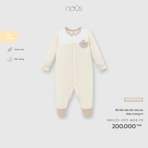  Bộ LIỀN DÀI tất màu be thêu trang trí NB 