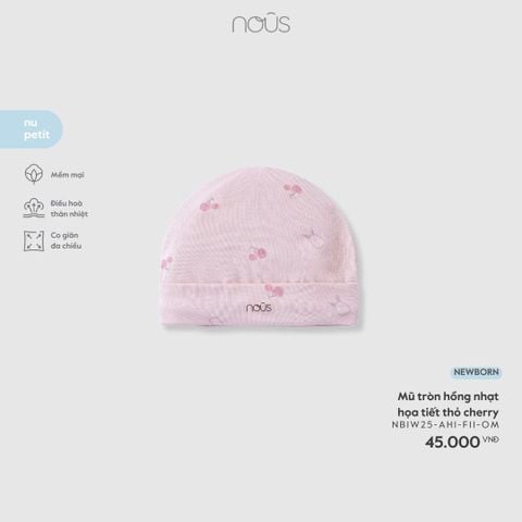  Mũ tròn hồng nhạt họa tiết thỏ cherry 