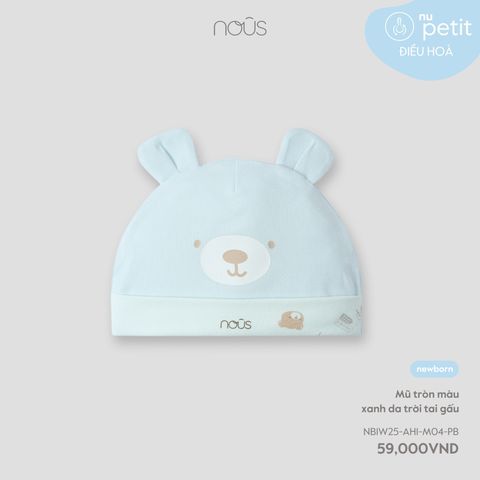  Mũ tròn màu xanh da trời tai gấu 