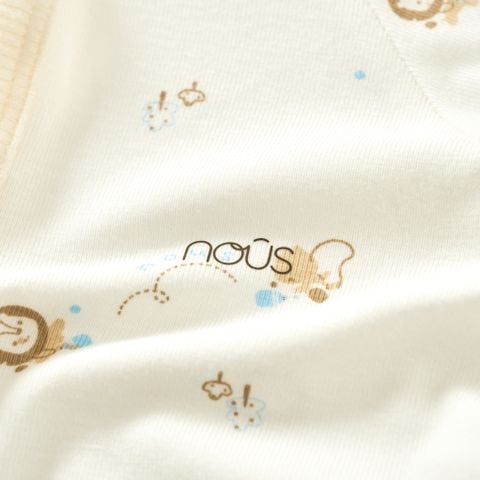  Bộ dài cài thẳng họa tiết sư tử và sóc phối quần be NB 