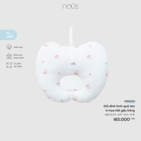  Gối định hình quả táo in họa tiết gấu hồng 