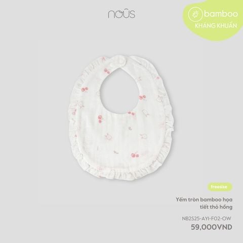  Yếm tròn bamboo họa tiết thỏ hồng 