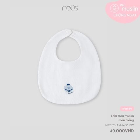  Yếm tròn muslin màu trắng 