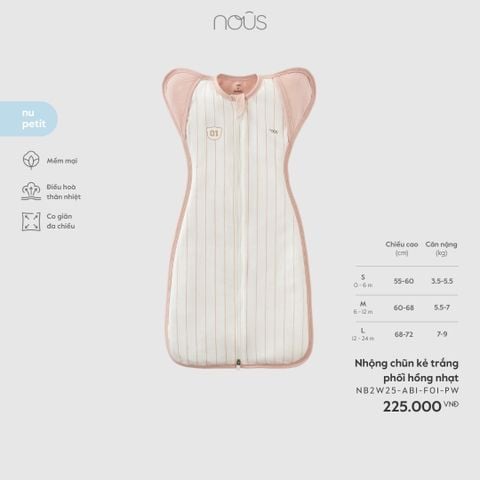  Nhộng chũn kẻ trắng phối hồng nhạt 