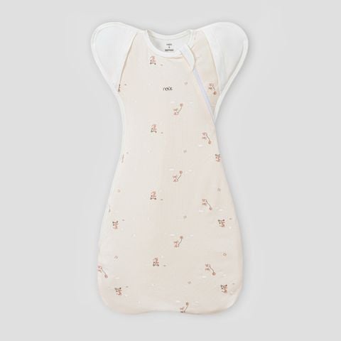  Nhộng chũn màu be họa tiết cáo lướt ván phối trắng 