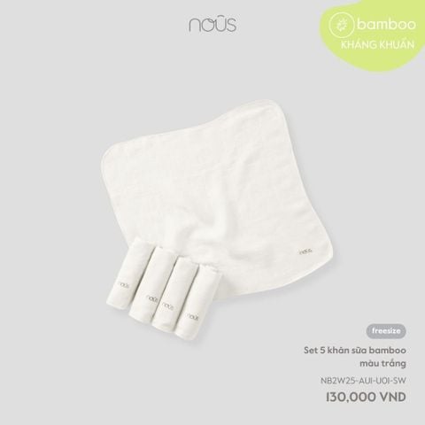  Set 5 khăn sữa bamboo màu trắng 