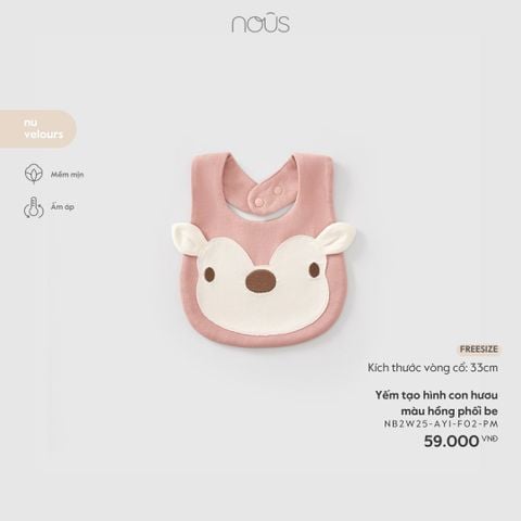  Yếm tạo hình con hươu màu hồng phối be 