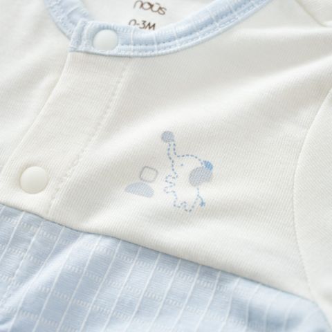  Bộ liền cộc cài thẳng kẻ caro xanh phối trắng 