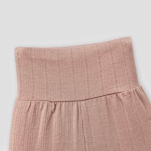  Bộ bodysuit dài tay áo trắng họa tiết thỏ kéo xe phối quần nâu cam 