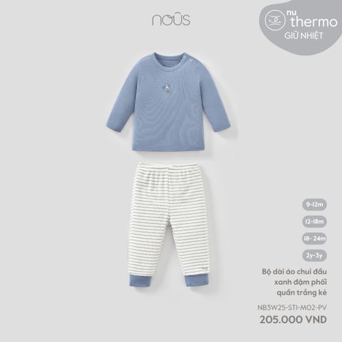  Bộ dài áo chui đầu xanh đậm phối quần trắng kẻ 