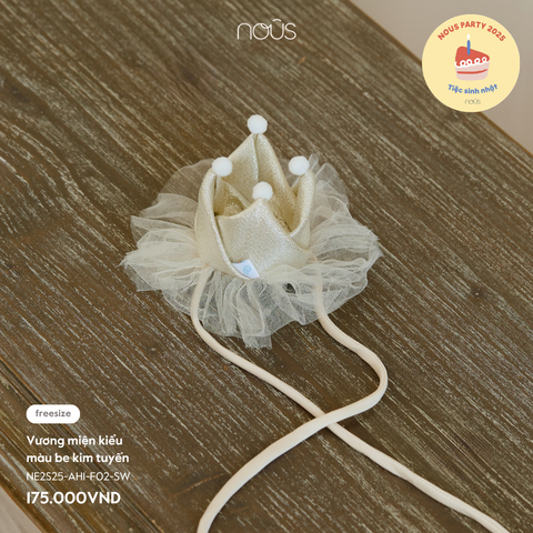  Vương miện kiểu màu be kim tuyến 