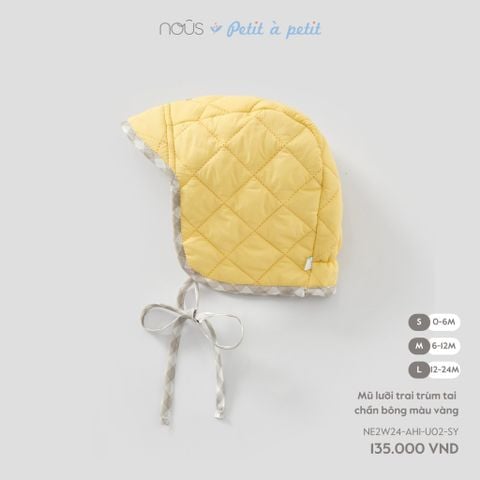  Mũ lưỡi trai trùm tai chần bông màu vàng 