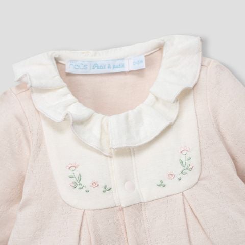  Body dài màu hồng phối trắng thêu trang trí 