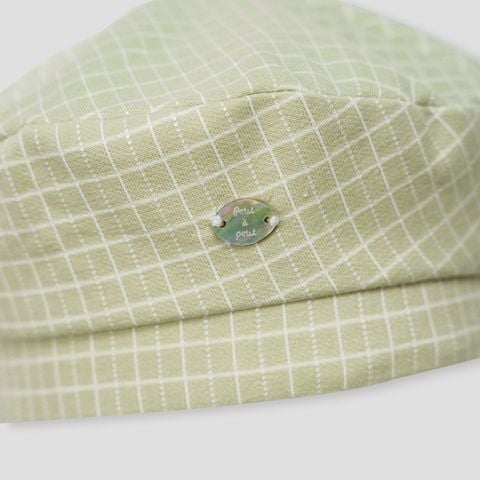  Bodysuit dài tay kèm yếm & mũ nồi caro xanh 