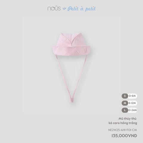  Mũ thủy thủ kẻ caro hồng trắng 