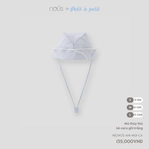  Mũ thủy thủ kẻ caro ghi trắng 