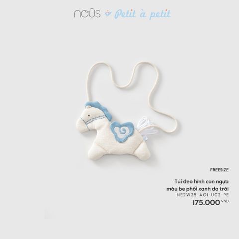  Túi đeo hình con ngựa màu be phối xanh da trời 