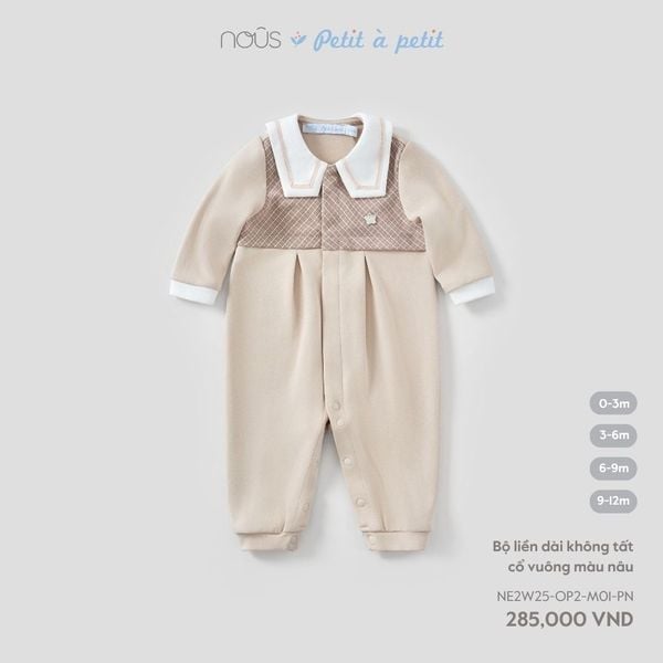  Bộ liền dài không tất cổ vuông màu nâu 
