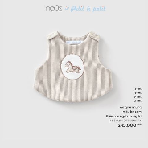  Áo gi lê nhung màu be xám thêu con ngựa trang trí 