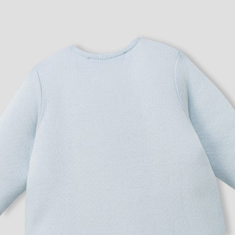  Body dài màu xanh phối trắng thêu trang trí 