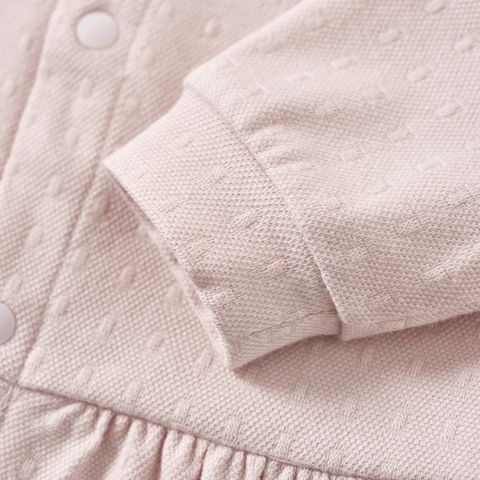  Bộ liền dài không tất hồng phối yếm trắng thêu thỏ 