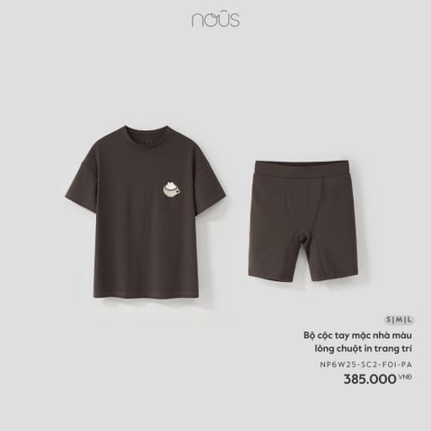  Bộ cộc tay mặc nhà màu lông chuột in trang trí 