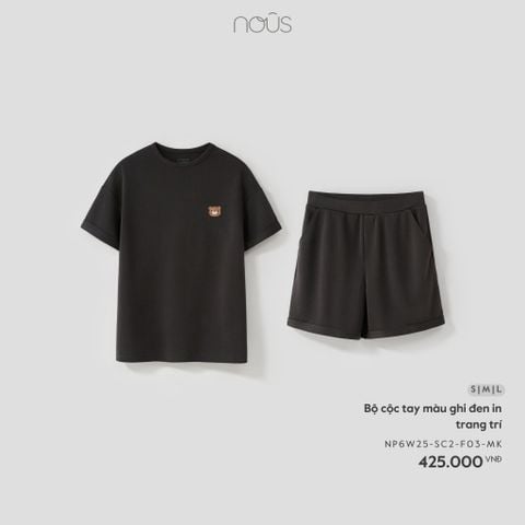  Bộ cộc tay màu ghi đen in trang trí 