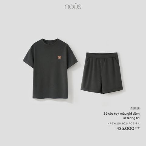  Bộ cộc tay màu ghi đậm in trang trí 