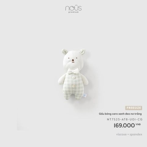  Gấu bông caro xanh đeo nơ trắng 