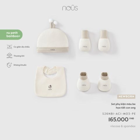  Set phụ kiện màu be họa tiết con ong M03 