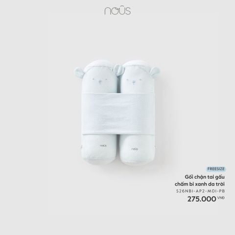  Gối chặn tai gấu chấm bi xanh da trời 