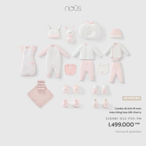  Combo đi sinh 19 món màu hồng họa tiết cherry NB F05 