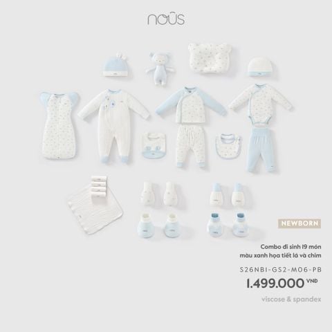  Combo đi sinh 19 món màu xanh họa tiết lá và chim NB M06 